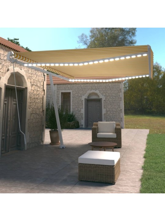 Izvelkama markīze ar led, 500x350 cm, dzeltena un balta