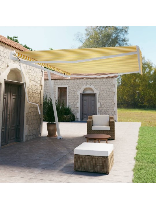 Markīze ar kātu, 500x350 cm, automātiska, dzeltena/balta