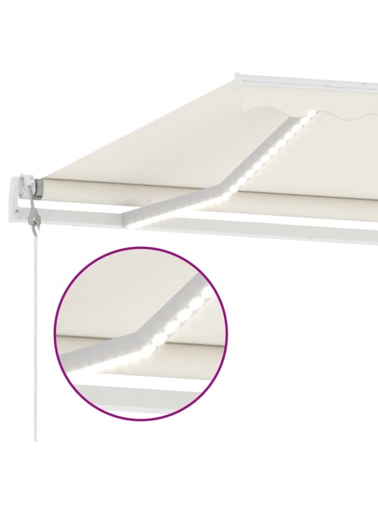Markīze ar led un vēja sensoru, 500x350 cm, krēmkrāsas