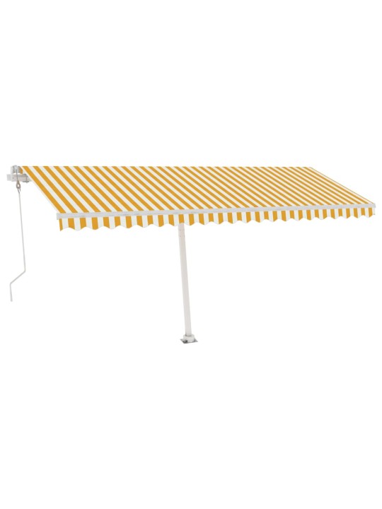 Markīze ar led un vēja sensoru, 500x350 cm, dzeltena/balta