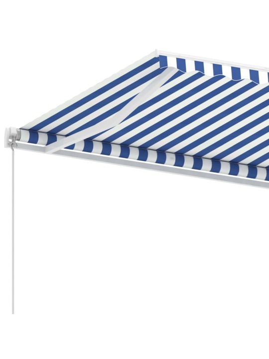 Izvelkama markīze ar kātu, 600x350 cm, manuāla, zila/balta