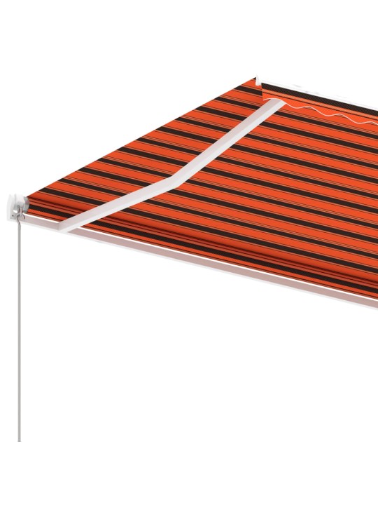 Izvelkama markīze ar kātu, 600x350 cm, manuāla, oranža/brūna