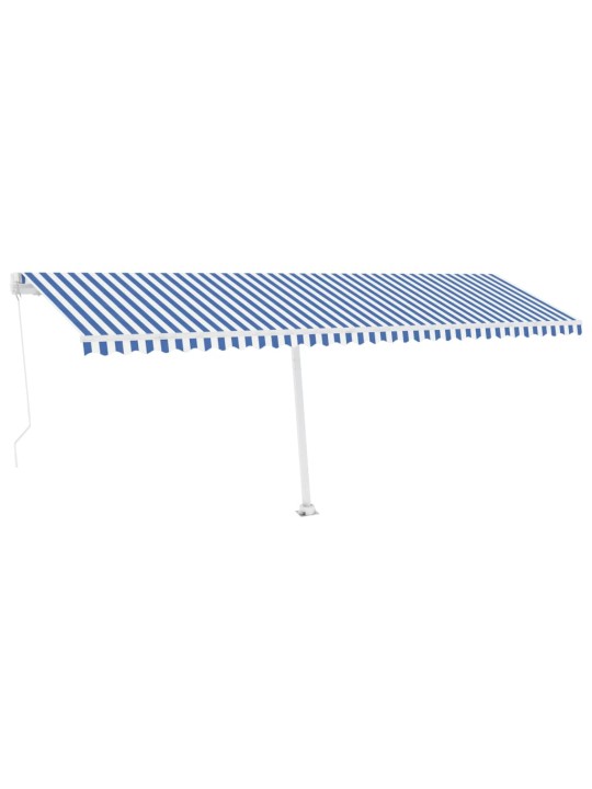 Izvelkama markīze ar led, 600x350 cm, manuāla, zila un balta