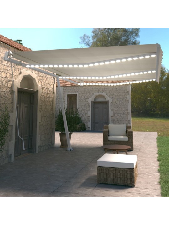 Izvelkama markīze ar led, 600x350 cm, manuāla, krēmkrāsas