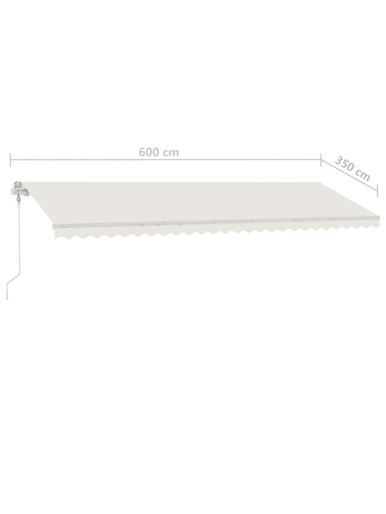 Izvelkama markīze ar led un vēja sensoru, krēmkrāsas, 600x350cm