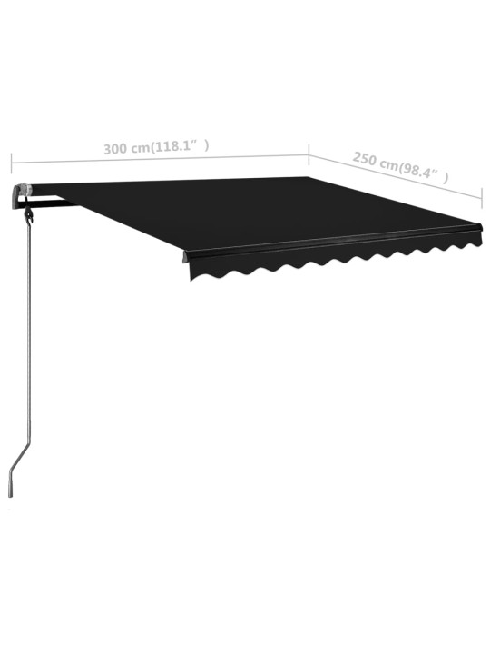 Izvelkama markīze ar led, 300x250 cm, manuāla, antracītpelēka
