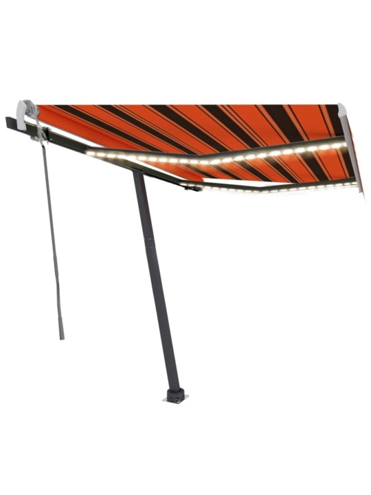 Izvelkama markīze ar led, 300x250 cm, manuāla, oranža un brūna