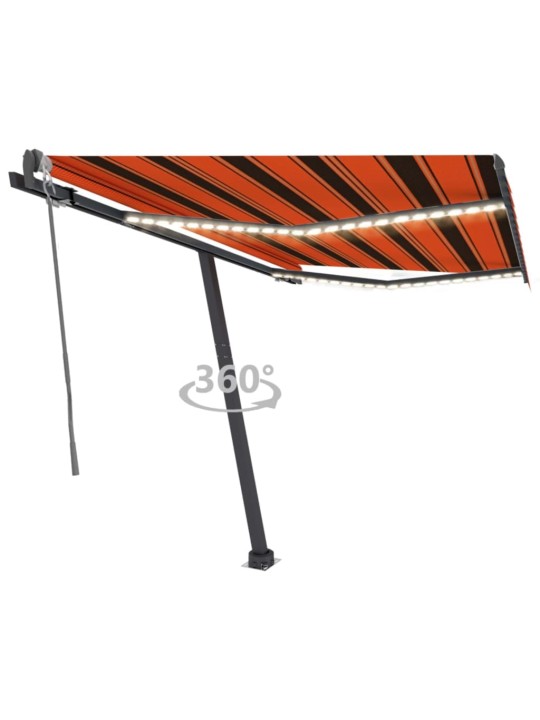 Markīze ar led un vēja sensoru, 300x250 cm, oranži brūna
