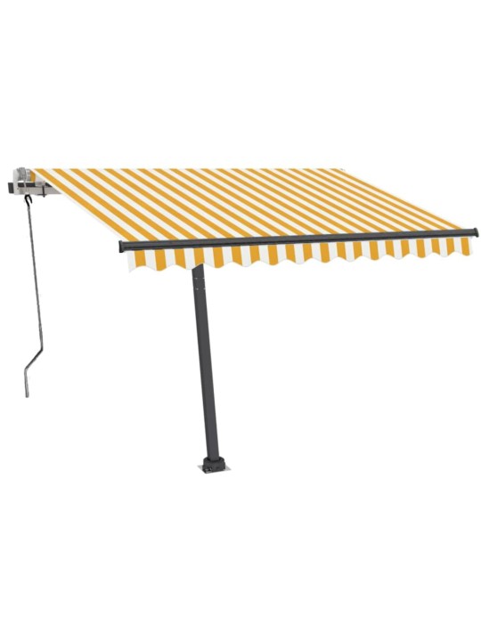 Izvelkama markīze ar kātu, 350x250 cm, manuāla, dzeltena/balta