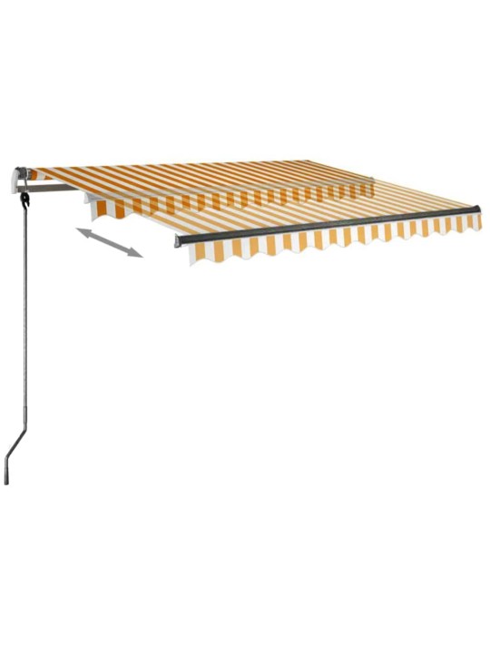 Izvelkama markīze ar kātu, 350x250 cm, manuāla, dzeltena/balta