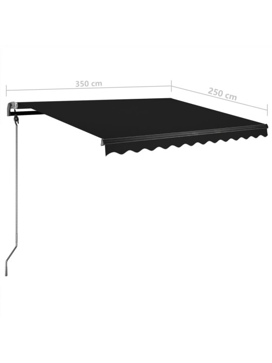 Izvelkama markīze ar kātu, 350x250 cm, manuāla, antracītpelēka