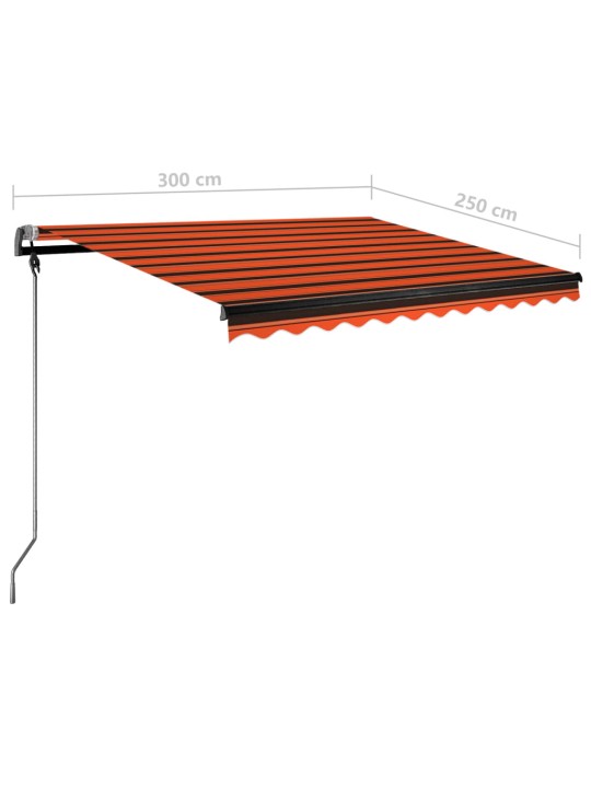 Izvelkama markīze ar kātu, 350x250 cm, manuāla, oranža/brūna