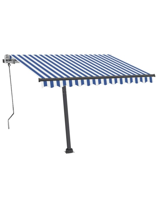 Izvelkama markīze ar led, 350x250 cm, manuāla, zili balta