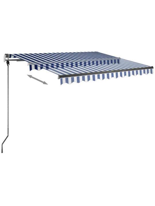 Izvelkama markīze ar led, 350x250 cm, manuāla, zili balta