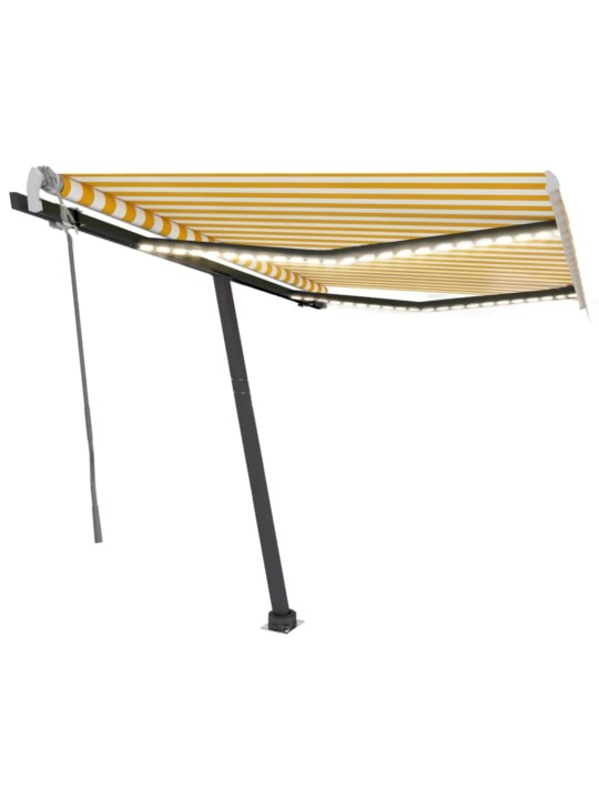 Izvelkama markīze ar led, 350x250 cm, manuāla, dzeltenbalta