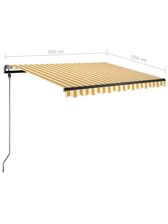 Izvelkama markīze ar led, 350x250 cm, manuāla, dzeltenbalta