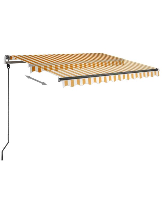 Izvelkama markīze ar led, 350x250 cm, manuāla, dzeltenbalta