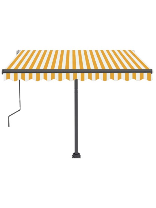 Izvelkama markīze ar led, 350x250 cm, manuāla, dzeltenbalta