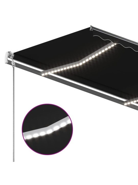Izvelkama markīze ar led, 350x250 cm, manuāla, antracītpelēka