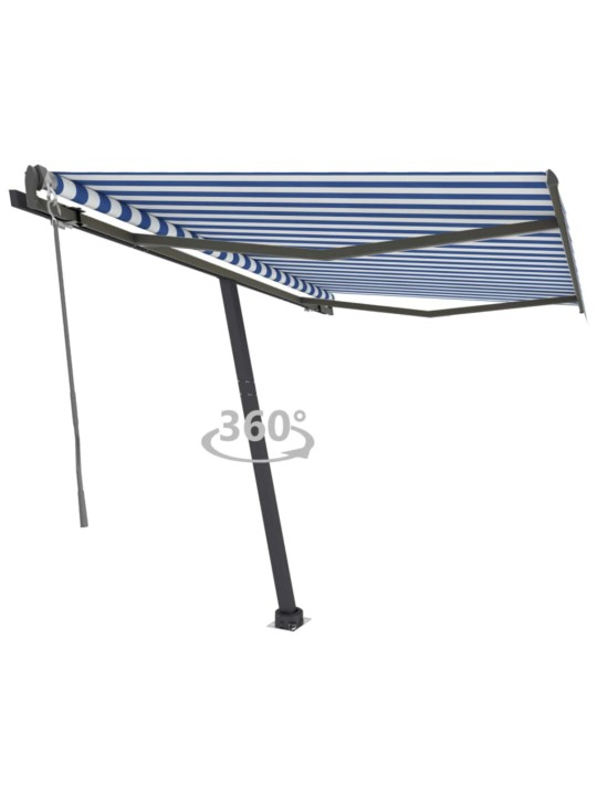 Markīze ar kātu, 350x250 cm, automātiska, zila/balta