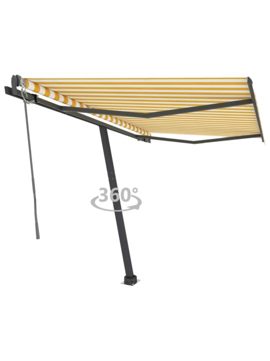 Markīze ar kātu, 350x250 cm, automātiska, dzeltena/balta