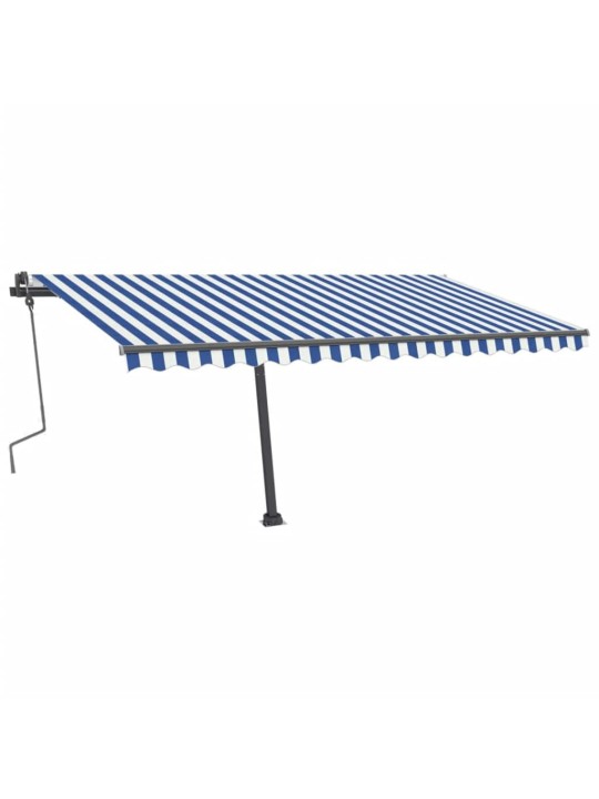 Izvelkama markīze ar led, 400x300 cm, zila ar baltu