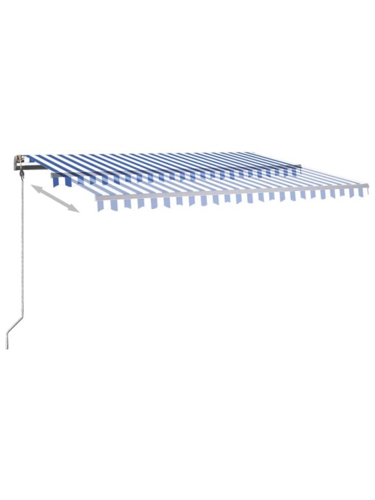 Izvelkama markīze ar led, 400x300 cm, zila ar baltu