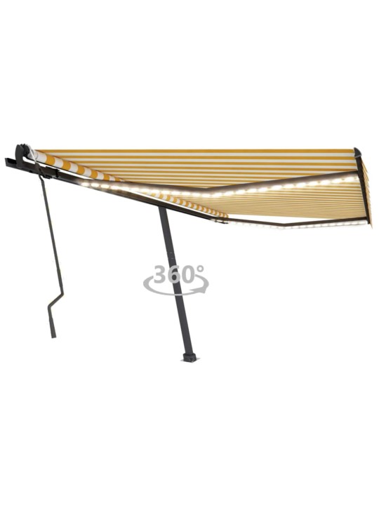 Izvelkama markīze ar led, 400x300 cm, manuāla, dzeltenbalta
