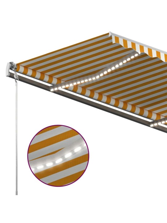 Izvelkama markīze ar led, 400x300 cm, manuāla, dzeltenbalta