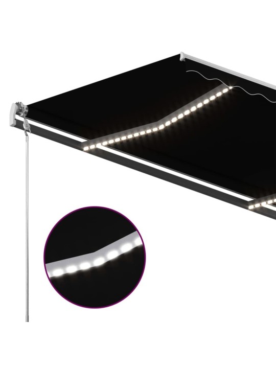Izvelkama markīze ar led, 400x300 cm, manuāla, antracītpelēka