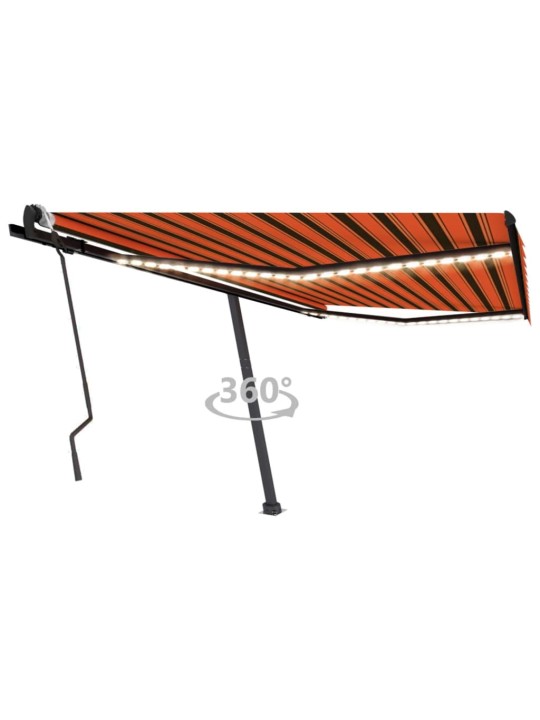 Izvelkama markīze ar led, 400x300 cm, manuāla, oranža un brūna