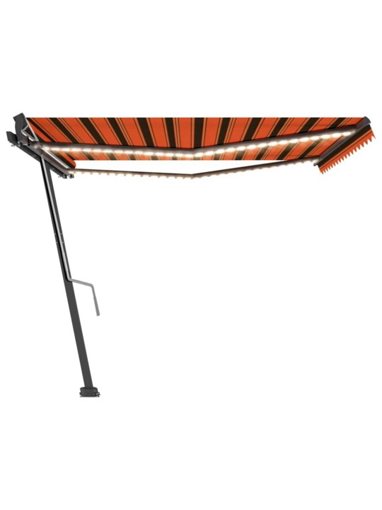 Izvelkama markīze ar led, 400x300 cm, manuāla, oranža un brūna