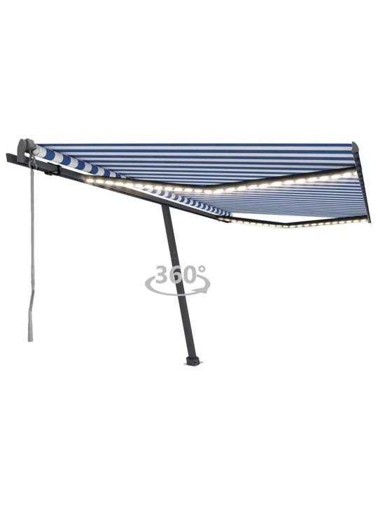 Markīze, led, vēja sensors, 400x300 cm, zila un balta