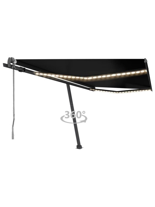 Markīze ar led un vēja sensoru, 400x300 cm, pelēka