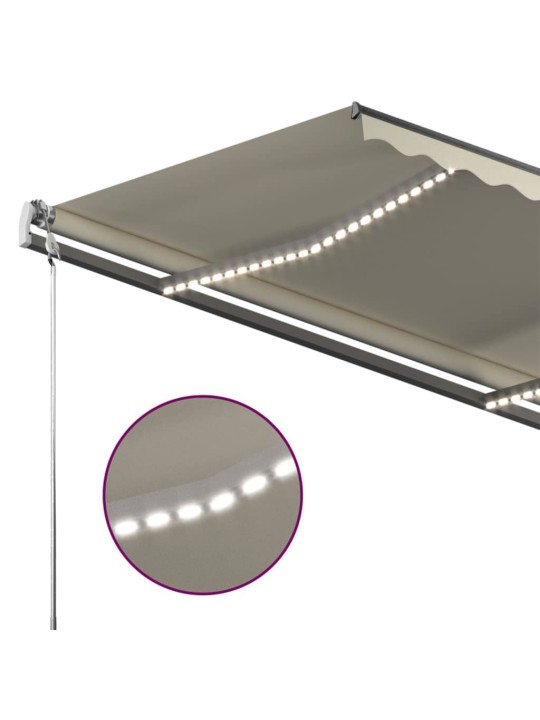 Izvelkama markīze ar LED, 450x300 cm, manuāla, krēmkrāsas