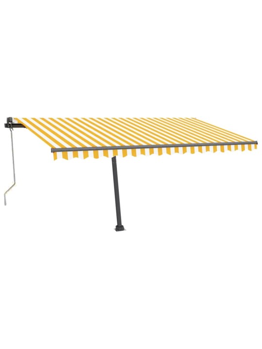 Markīze ar stabu, 450x300 cm, automātiska, dzeltena/balta