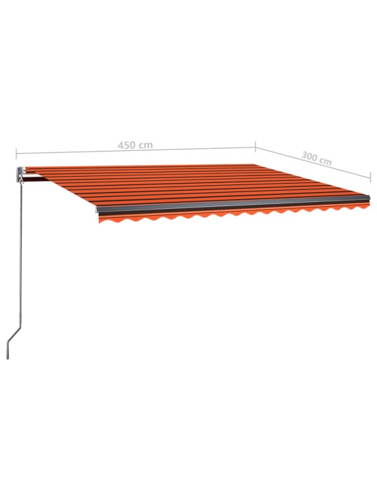Markīze ar stabu, 450x300 cm, automātiska, oranža/brūna