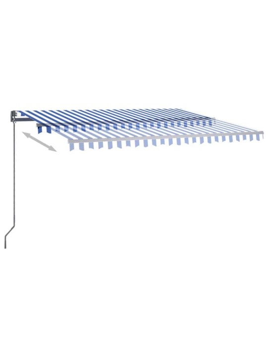 Izvelkama markīze, led, vēja sensors, 450x300 cm, zila ar baltu