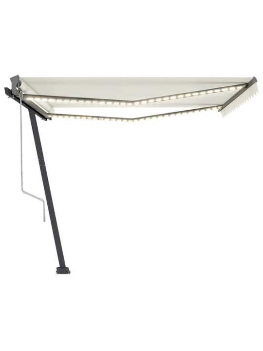 Izvelkama markīze, LED, vēja sensors, 450x300 cm, krēmkrāsas