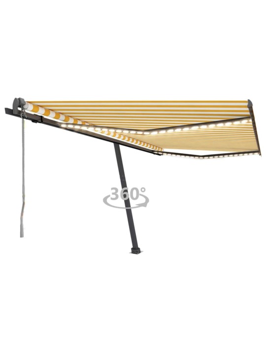 Izvelkama markīze, led, vēja sensors, 450x300 cm, dzeltenbalta