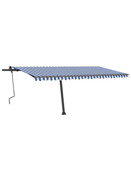 Izvelkama markīze ar led, zili balta, 500x300 cm, manuāla