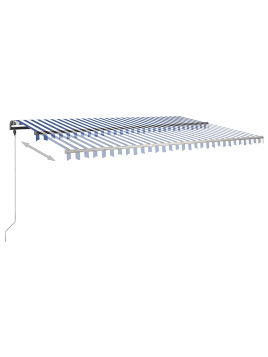 Izvelkama markīze ar led, zili balta, 500x300 cm, manuāla