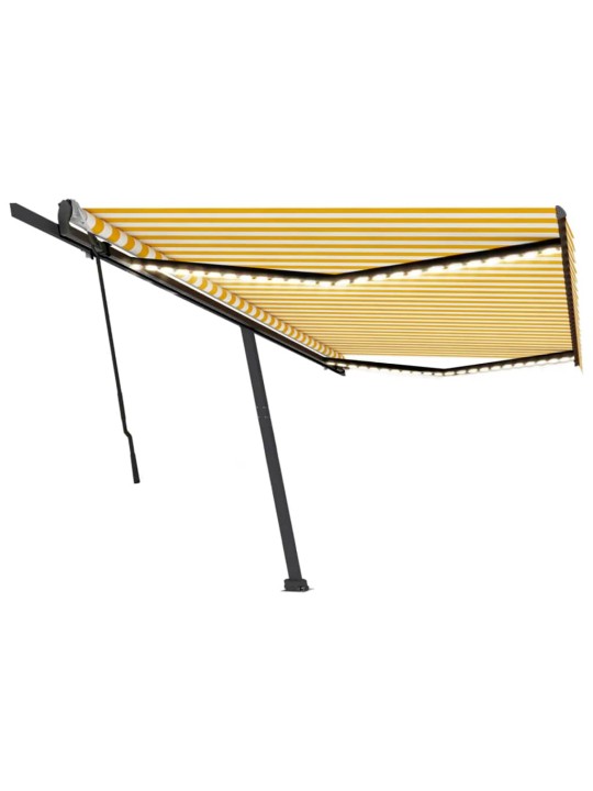 Izvelkama markīze ar led, 500x300 cm, manuāla, dzeltenbalta