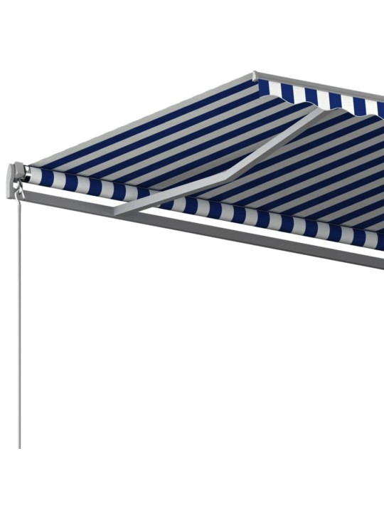Markīze ar stabu, 500x300 cm, automātiska, zila/balta