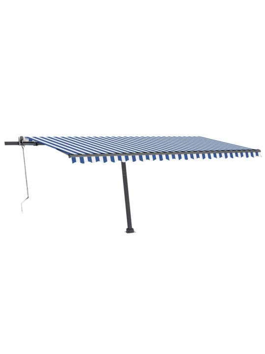 Izvelkama markīze, led, vēja sensors, 500x300 cm, zila un balta