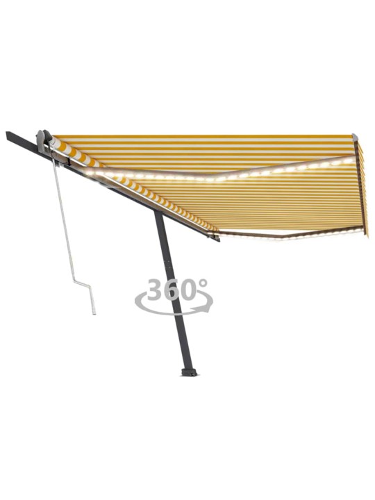 Izvelkama markīze, led, vēja sensors, 500x300 cm, dzeltenbalta