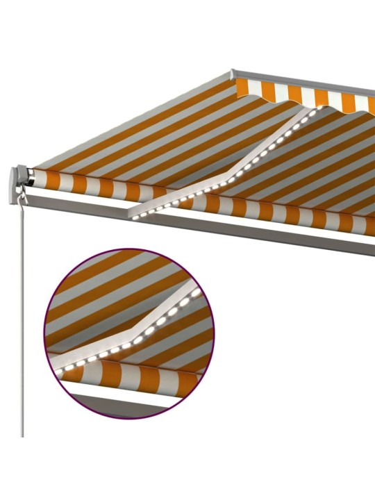 Izvelkama markīze, led, vēja sensors, 500x300 cm, dzeltenbalta