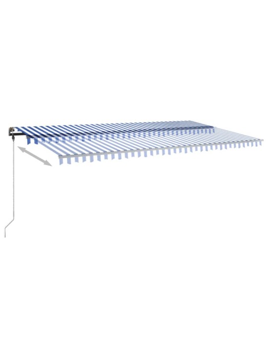 Izvelkama markīze ar led, 600x300 cm, manuāla, zila un balta