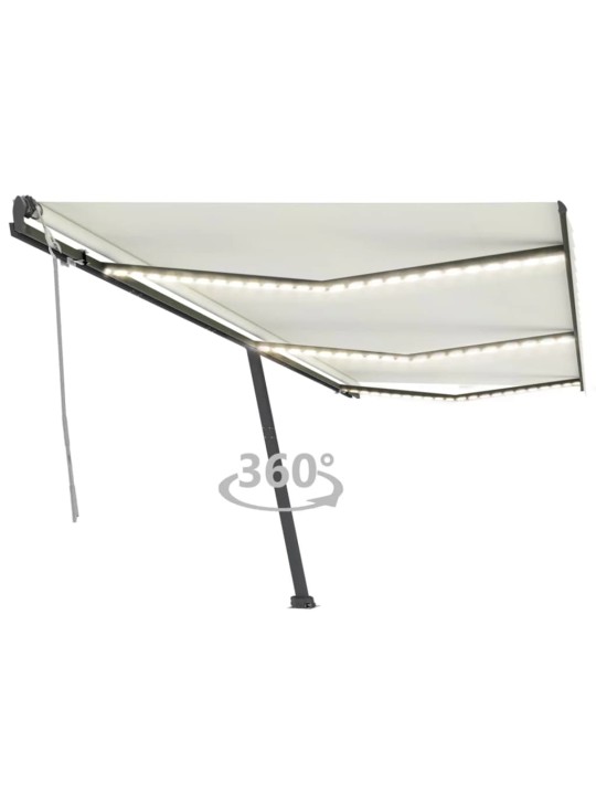 Izvelkama markīze ar led, 600x300 cm, manuāla, krēmkrāsas