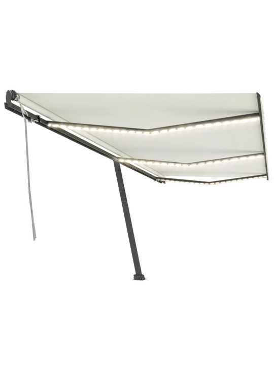 Izvelkama markīze ar led, 600x300 cm, manuāla, krēmkrāsas